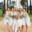 Pale Blue V-Neck Unique Beach Summer Short Bridesmaid Dresses WG800