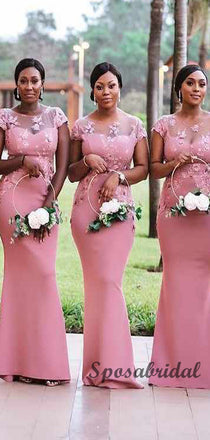 Pink Mermaid Formal Long Bridesmiad Dresses WG916