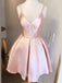 Pink Spaghetti Straps Simple  Popular A-line Short Homecoming Dresses, BD0402