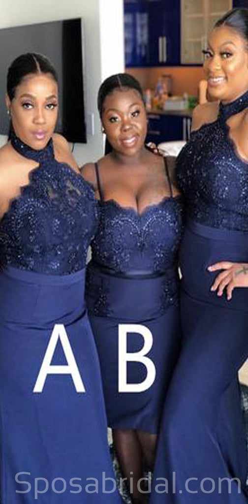 Plus Size ELegant Custom Made Formal  Blue Mismatch Bridesmaid Dresses, WG537