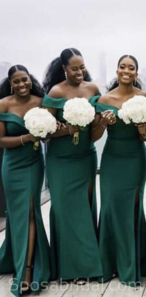 Plus Size Popular New Long Satin Mermaid Off Shoulder Bridesmaid Dresses , WG538