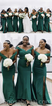 Plus Size Popular New Long Satin Mermaid Off Shoulder Bridesmaid Dresses , WG538