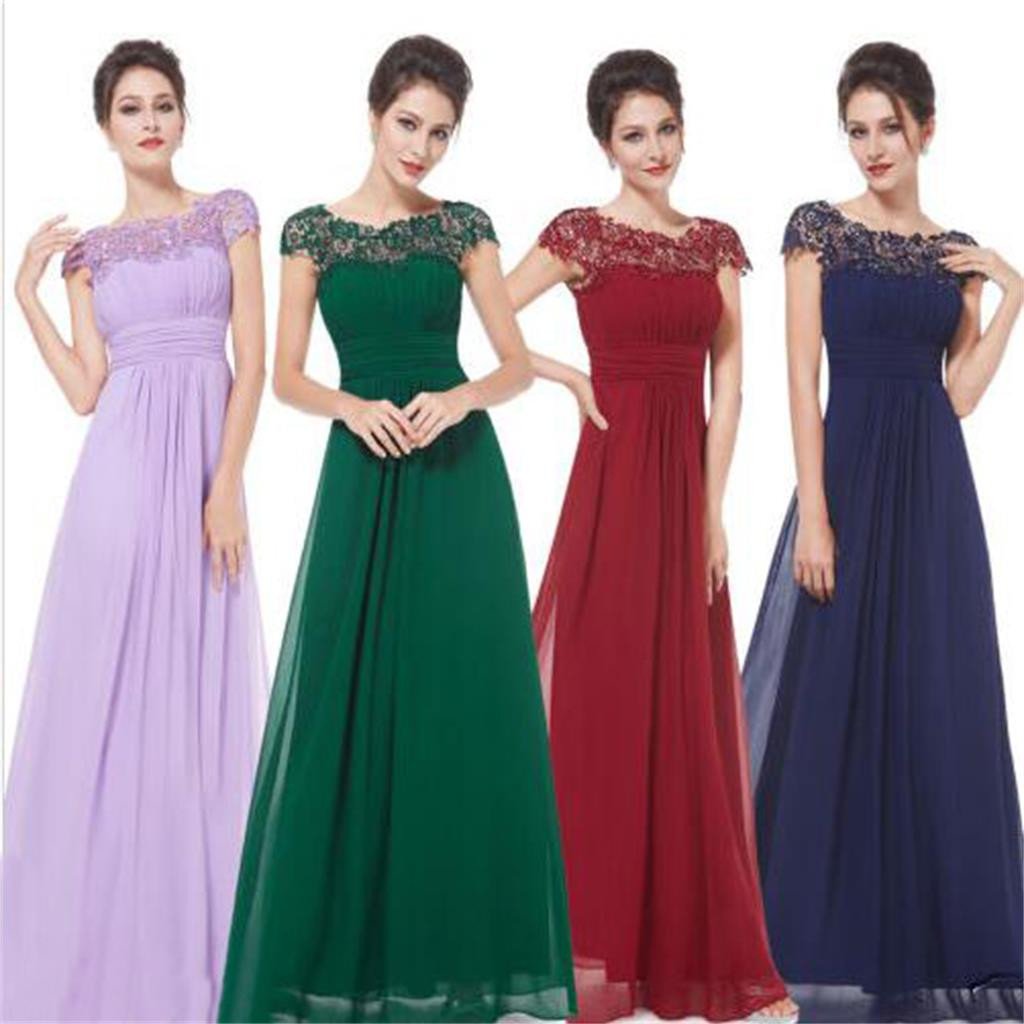 Colorful Chiffon Lace Applique A-line Floor-length Bridesmaid Dresses , wedding guest dress ,PD0298