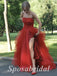 Sexy Tulle And Satin Sweetheart Sleeveless Side Slit A-Line Long Prom Dresses, PD3613