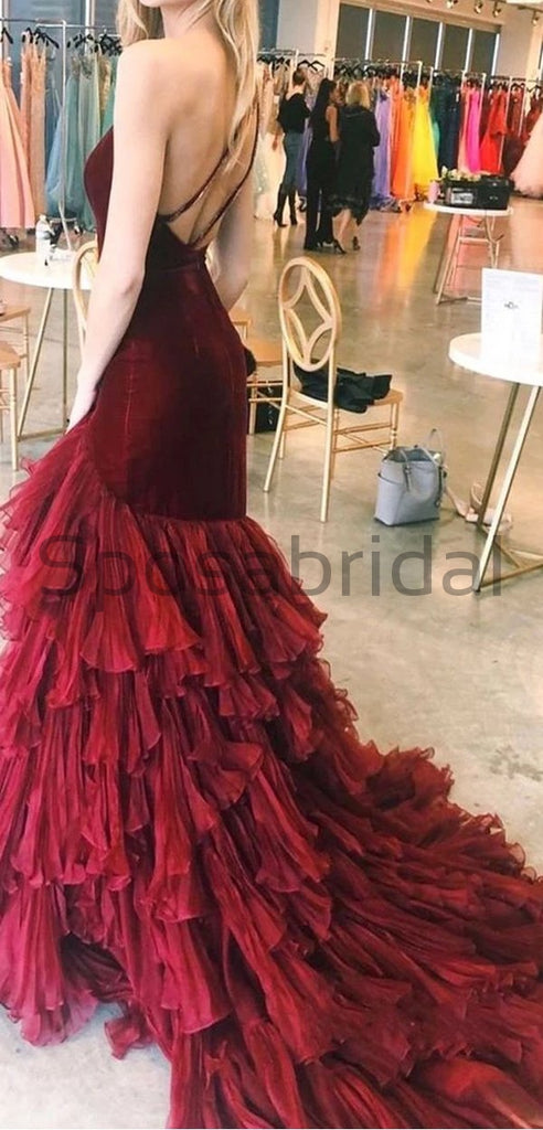 Red Mermaid One Shoulder Elegant Formal Popular Long Prom Dresses PD1645