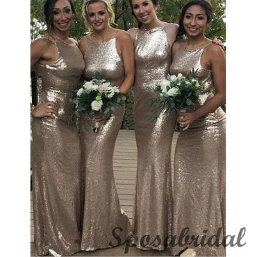 Sequin Spagheti Straps Mermaid Formal Bridesmaid Dresses WG921
