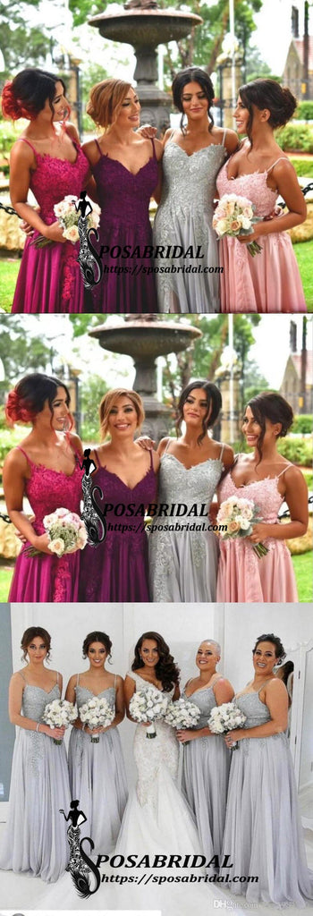 Sexy Colorful Pretty Fashion Spaghetti Straps Long Bridesmaid Dresses WG310