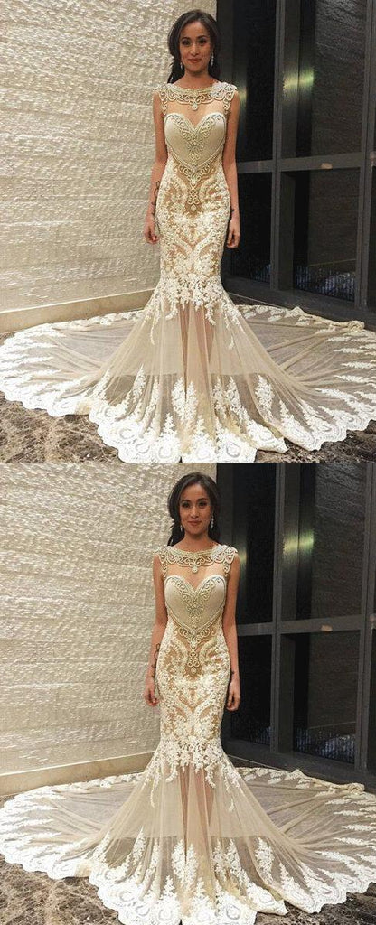 Sexy Mermaid Lace  Party Prom Dresses, Long Train Long Custom Made Wedding Dresses ,PD0533