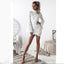 Sheath High Neck Long Bell Sleeves Short Fulle Lace Homecoming Dresses, Sexy Short Prom Dresses, BD0226