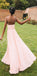Simple Pink Straps V Neck Free Custom Chiffon Long Bridesmaid Dresses,  Wedding Party Dress, WG506