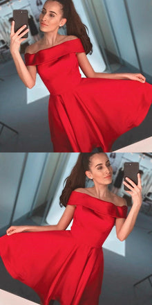 Simple Red Off Shoulder Cheap Short Homecoming Dresses 2018, CM526