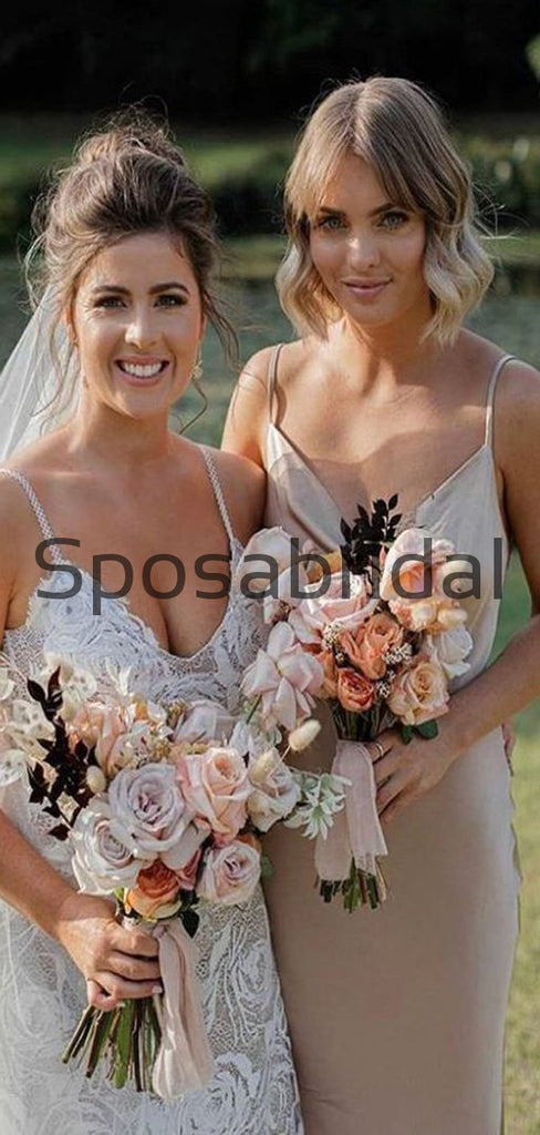 Spaghetti Straps Long Most Popular Beach Bridesmaid Dresses WG835