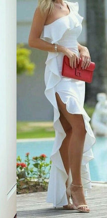 Spaghetti Straps Red  High Split Sexy Fashion Modest Cheap Prom Dresses , PD1001