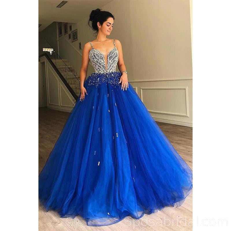 Sparkly Blue Tulle A-line Prom Dresses, Ball Gown , Modest Fashion New Princess Prom Dress, PD1376