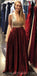 Sparkly Modest Gorgeous Sleeveless A-Line Beaded Burgundy Long Prom Dresses, PD1385