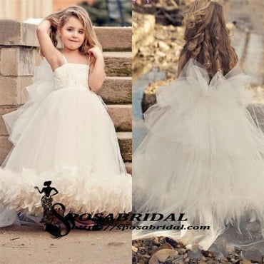Straps A-Line Tulle Unique Pretty Popular Cheap Flower Girl Dresses , FG125