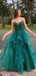 Charming Sweetheart Spaghetti Strap Sequin Organza Prom Dresses, PD3051