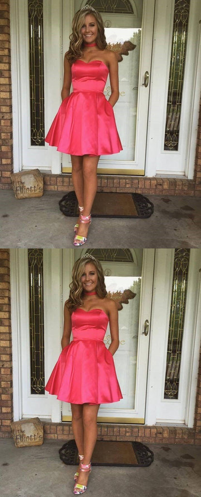 Sweetheart Simple Cute Cheap Short Red Homecoming Dresses Under 100, CM533