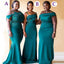 Teal Mismatched Dark Green Mermaid Long Fall Bridesmaid Dresses, WG925