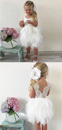 Tulle Lace Sleeveless Flower Girl Dresses, Lovely Tutu Dresses,  FGS002