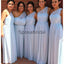 Unique One Shoulder Light Blue Chiffon Bridesmaid Dresses WG734