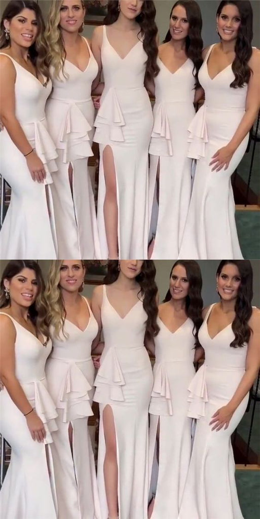 V-Neck Long Special Design New Mermaid Cheap Bridesmaid Dresses, wedding guest dress,WG367