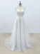 Simple V Neck Tulle Skirt Lace A-line Wedding Dresses Online, WD394