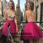 V Neck Short Embroidery Floral Fuchsia Most Popular Pretty Cheap Homecoming Dresses , BD0220