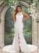 Halter Jewel Neck Lace Open Back Side-slit Mermaid Long Wedding Dress, WD3092