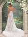 Spaghetti Straps Sweetheart Lace Half Open Back Mermaid Long Wedding Dress, WD3093