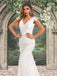 Sexy Bohemian V-neck Cap Sleeves Open Back Mermaid Long Wedding Dress, WD3095