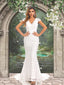 Sexy Bohemian V-neck Cap Sleeves Open Back Mermaid Long Wedding Dress, WD3095