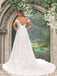 Off-shoulder Bohemian Lace Open Back A-line Long Wedding Dress, WD3096