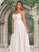 Spaghetti Straps V-neck Bohemian Lace A-line Long Wedding Dress, WD3097