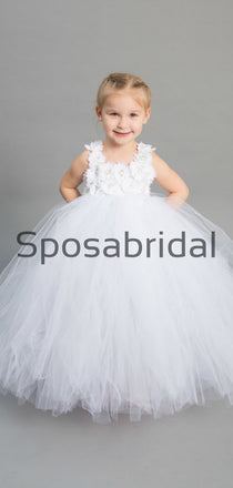 White Tulle Cute Cheap Lovely Custom Flower Girl Dresses ,FG131
