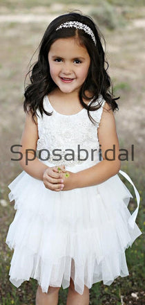 White Tulle Cute Lace Unique Lovely Custom Flower Girl Dresses, FG132