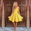 Yellow Short A-Line V-Neck Simple g Junior Cheap Discount Unique HomecominDresses, BD0229