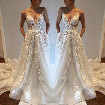Charming New Arrival Straps Popular Pretty High Quality Lace Appliques Prom Dress, PD0371 - SposaBridal