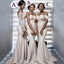 Beige Mismatched Lace Elegant Mermaid Long Train Bridesmaid Dresses, BD3189