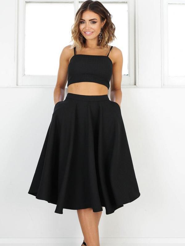 Simple Two Pieces Black Short Homecoming Dresses 2018, CM505