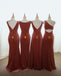 Desert Rose Rust Mismatched Vevelt Mermaid Long Bridesmaid Dresses, WG931