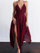 Sexy Spaghetti Strap Burgundy High-low Side-slit A-line Cheap Homecoming Dress, CM512