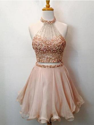 Charming  Two Pieces Beading Short Cheap Homecoming Dresses Online, CM572 - SposaBridal