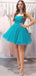 Charming Turquoise Strapless Sweetheart Short A-line Mini Homecoming Dress, HD3079