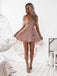 Off Shoulder High Low Dusty Pink Lace Homecoming Dresses 2018, CM440