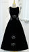 Elegant Black Sleeveless Jewel Neck Bow Ties A-line Long Prom Dress, PD3323