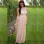 Elegant Blush Pink Strapless Lace Top Flowy Long Bridesmaid Dress, BD3125