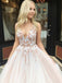 Charming Modest Pretty Tulle V-Neck Princess Pink Long Prom Dresses with Appliques, PD1380