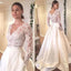 Elegant Full Lace Top V-neck Long Sleeves A-line Long Wedding Dress, WD3047