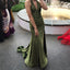 Elegant Sage Green Sleeveless V-neck Mermaid Long Prom Dress, PD3108